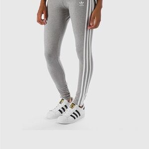 Adidas Heather Gray Leggings with White Stripes